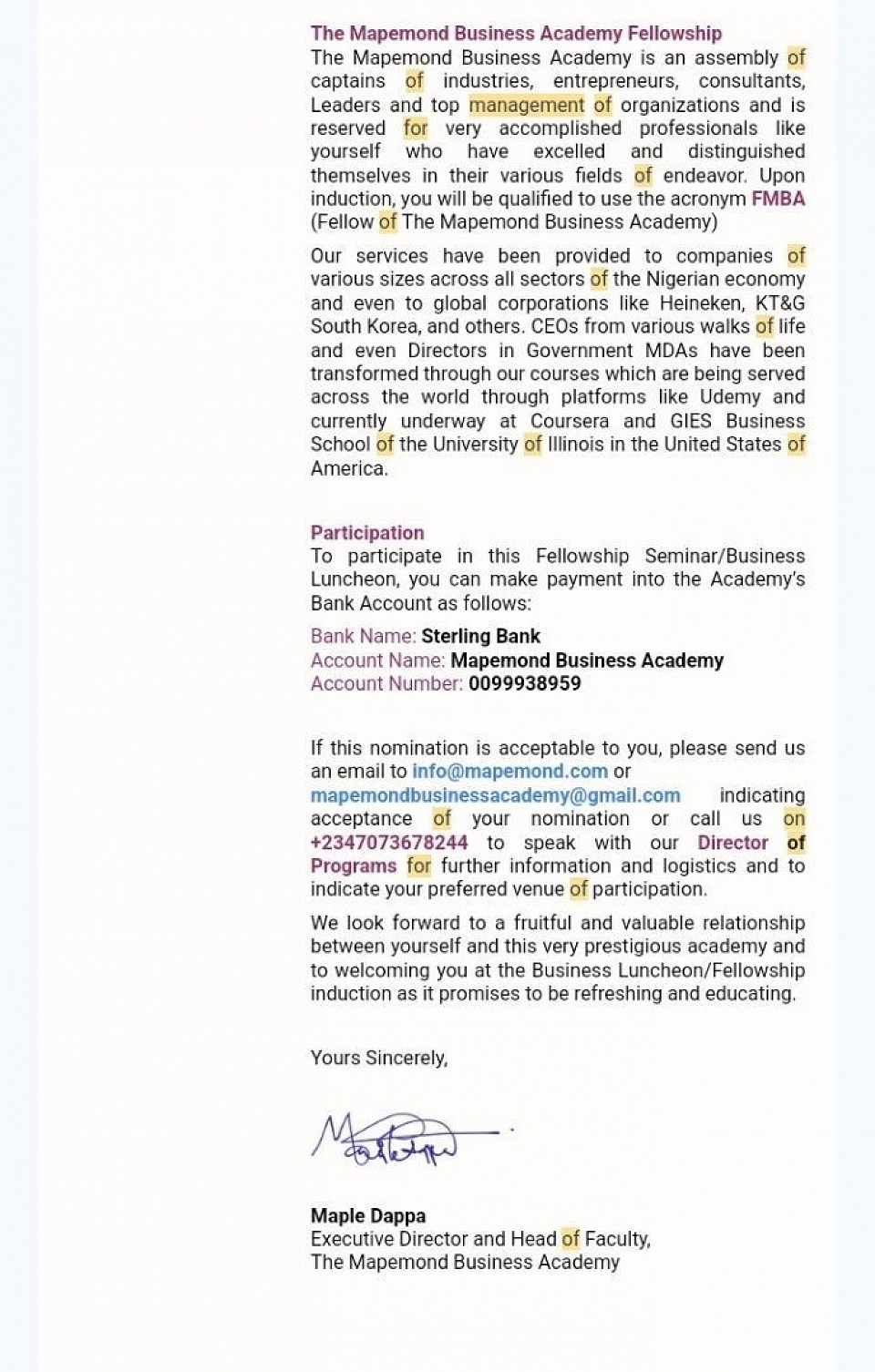 MAPEMOND FELLOW NOMINATION